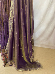 Purple tissue lehanga