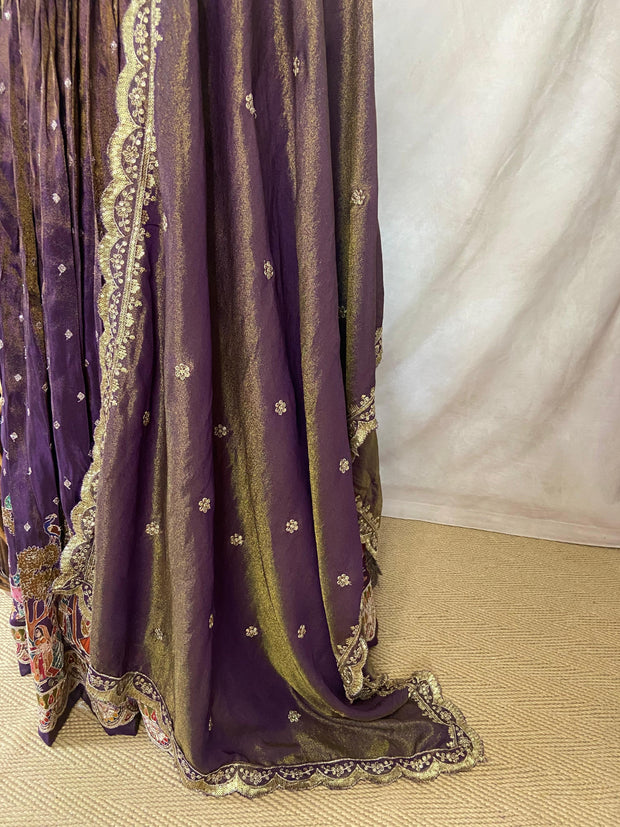 Purple tissue lehanga