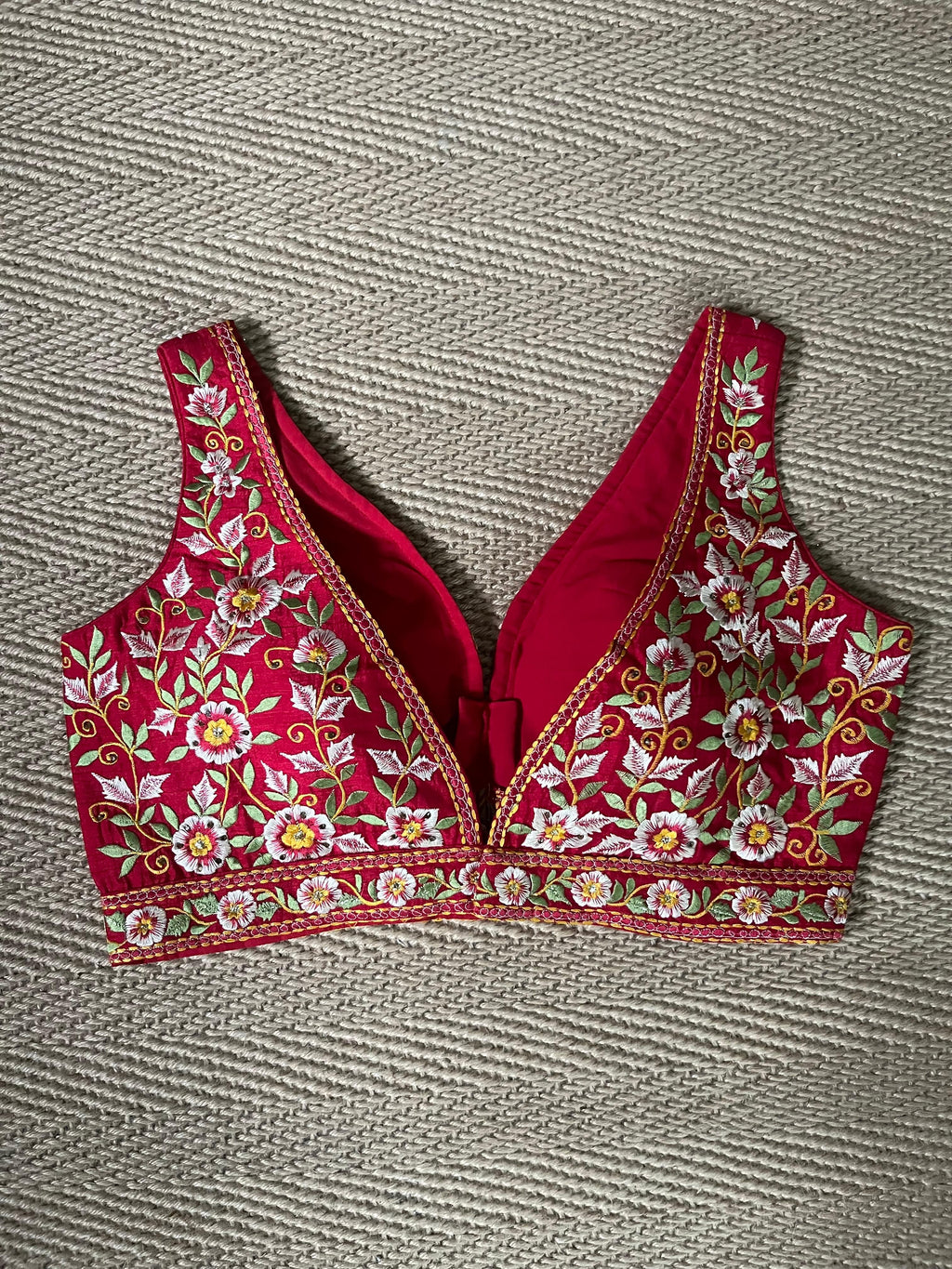 Red designer blouse
