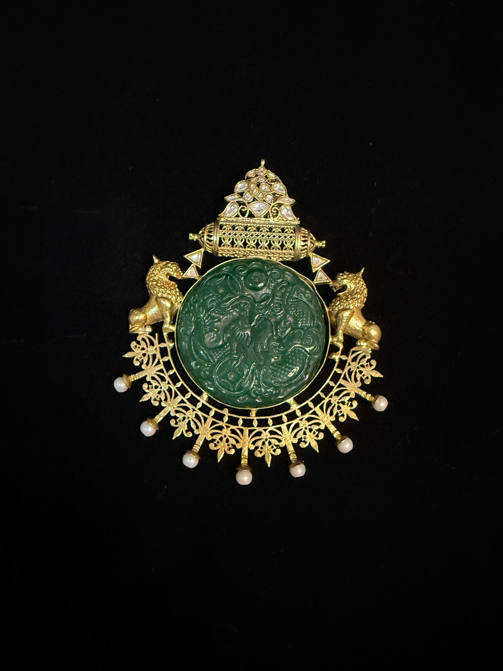 Designer pendent with-carved stone