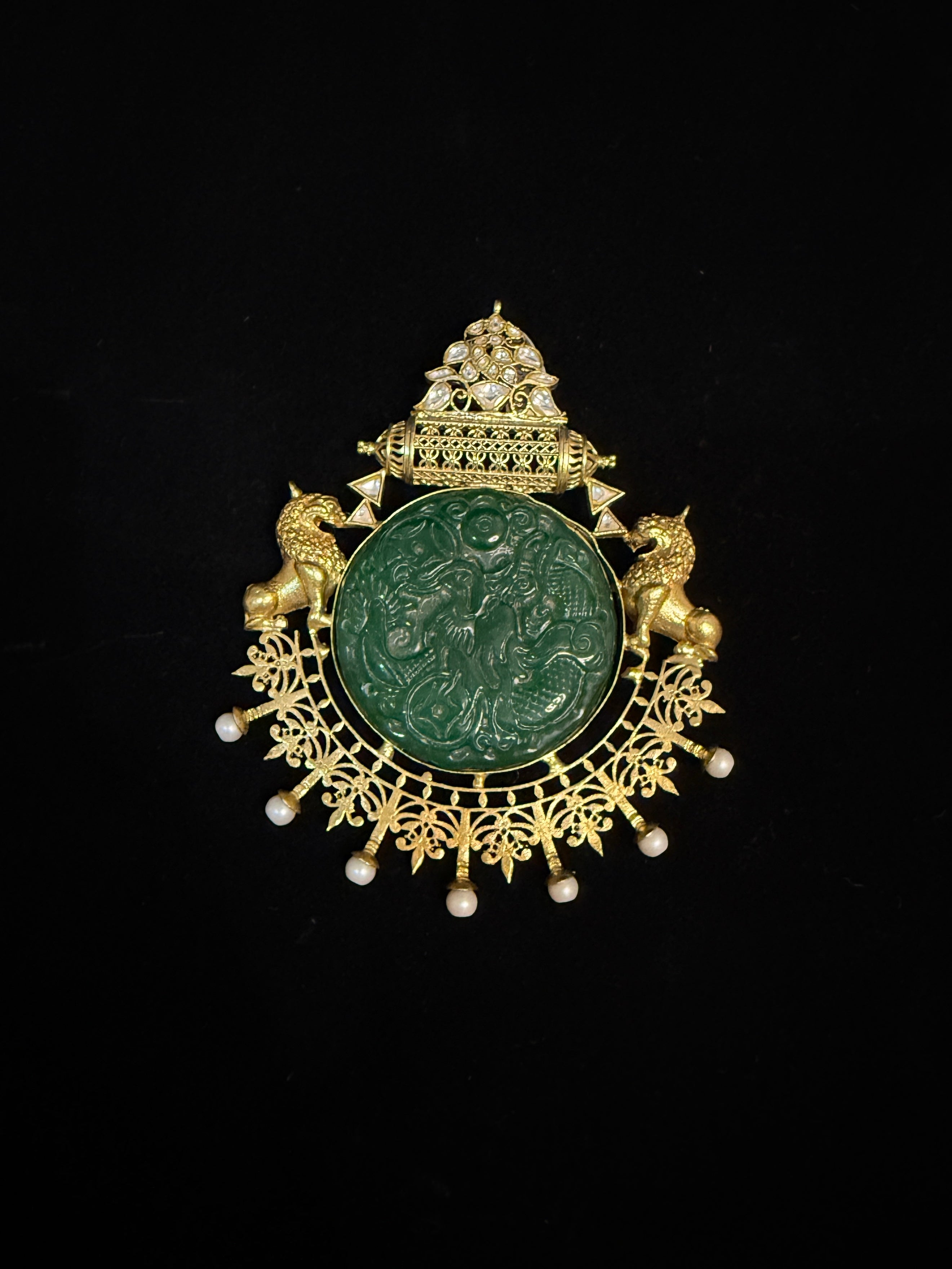 Designer pendent with-carved stone