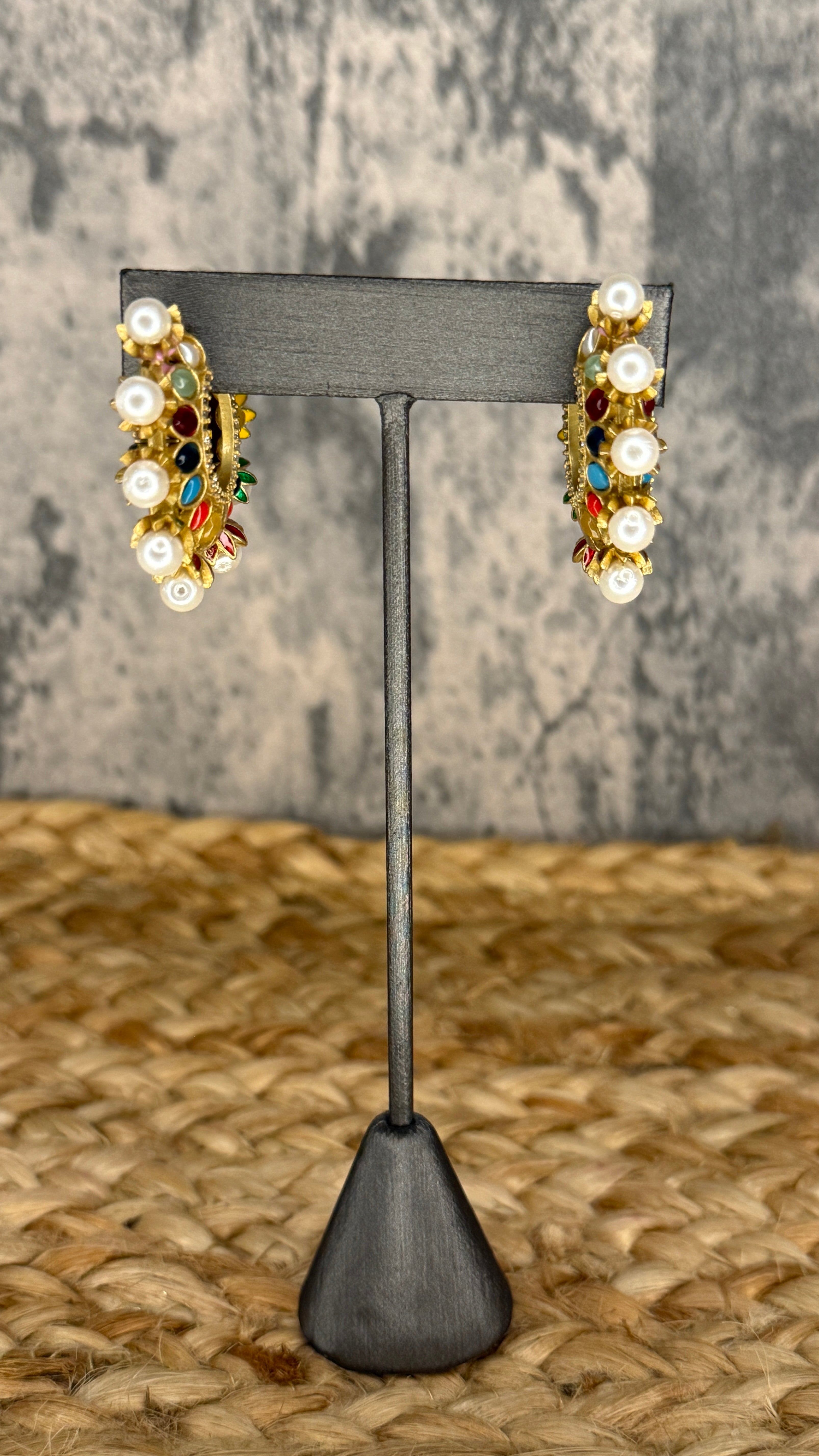 Multi color stone hoops
