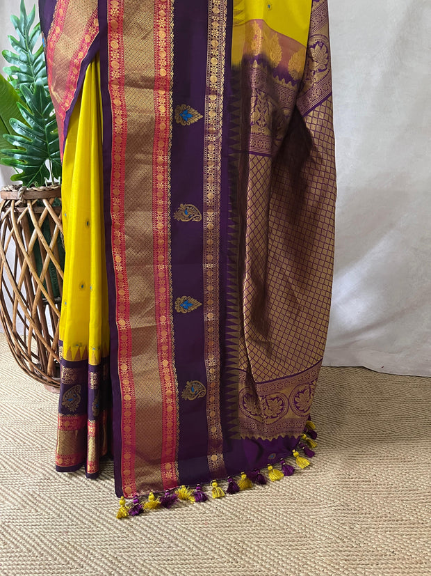 Pure gadwal silk saree with stitched blouse