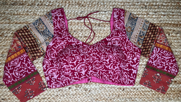 Patchwork Long-Sleeve Blouse