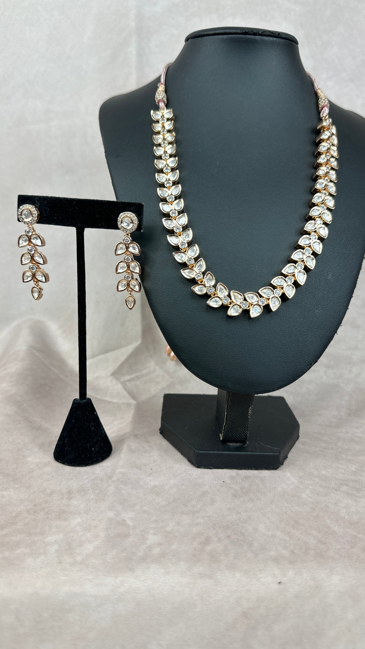 Moissanite stone necklace with earring