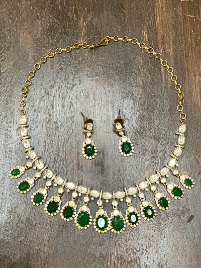 Necklace with moissanite stone, with earring