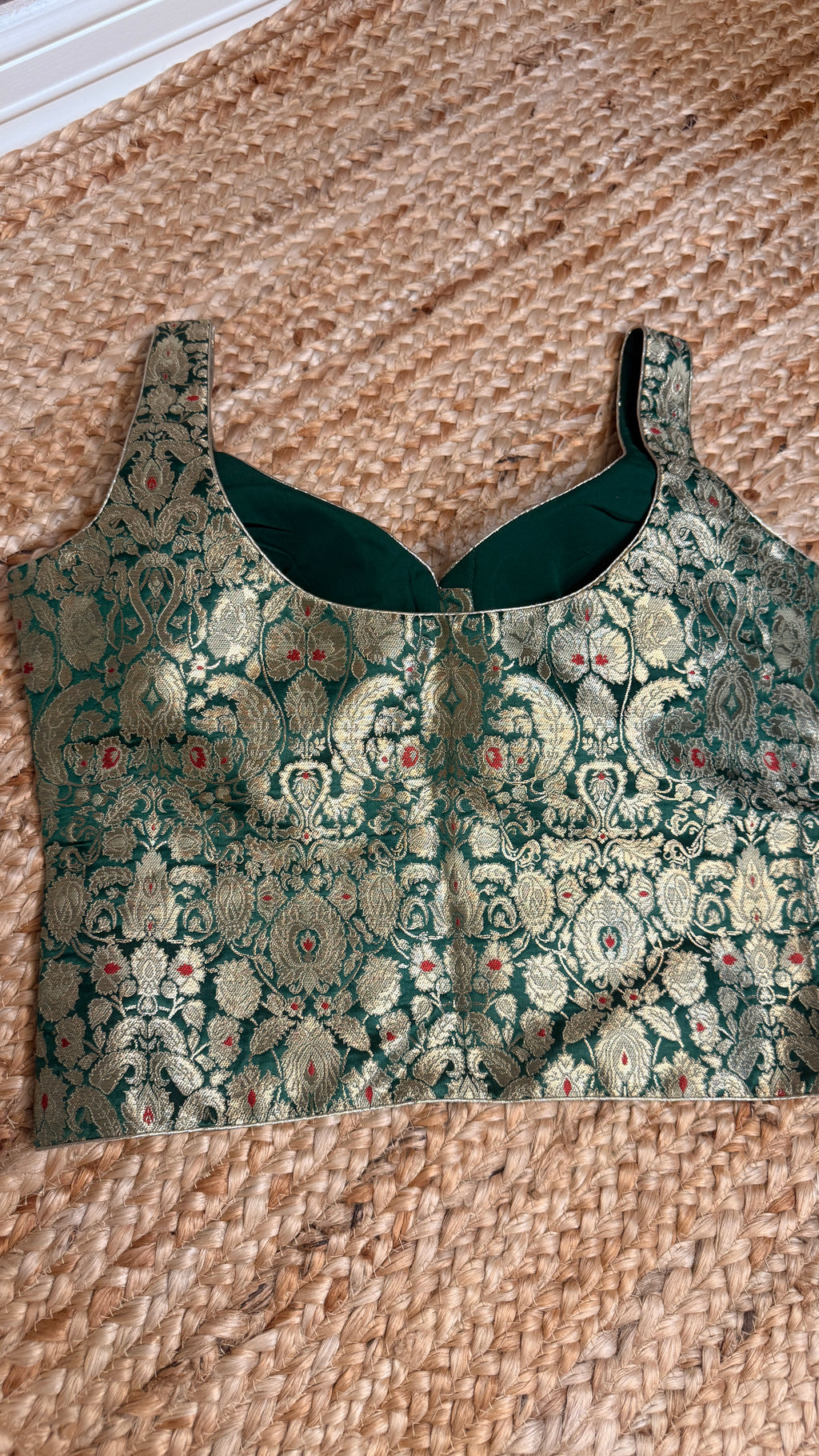 Bottle Green banarsi brocade long top