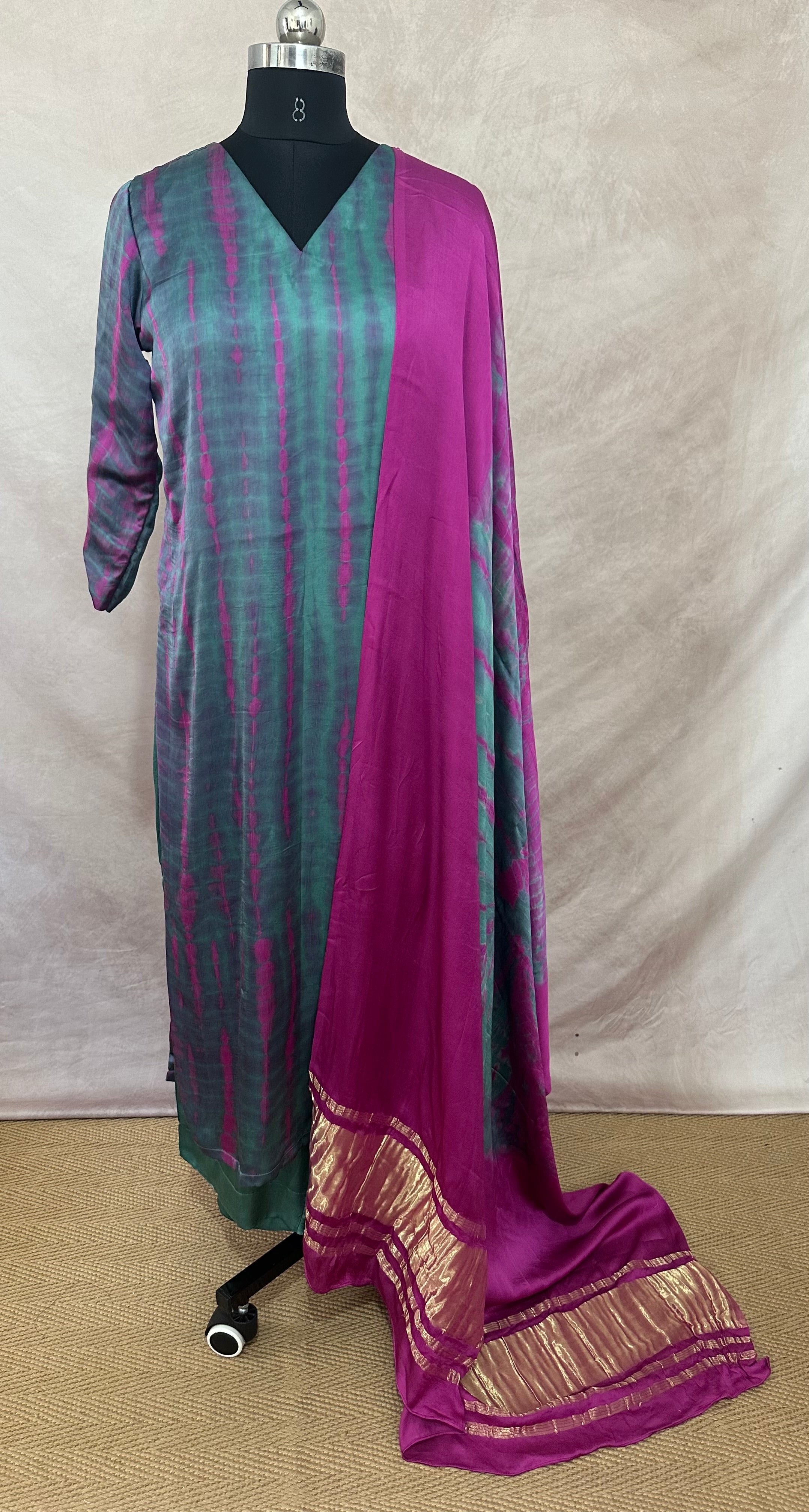 Shibori modal silk kurti set