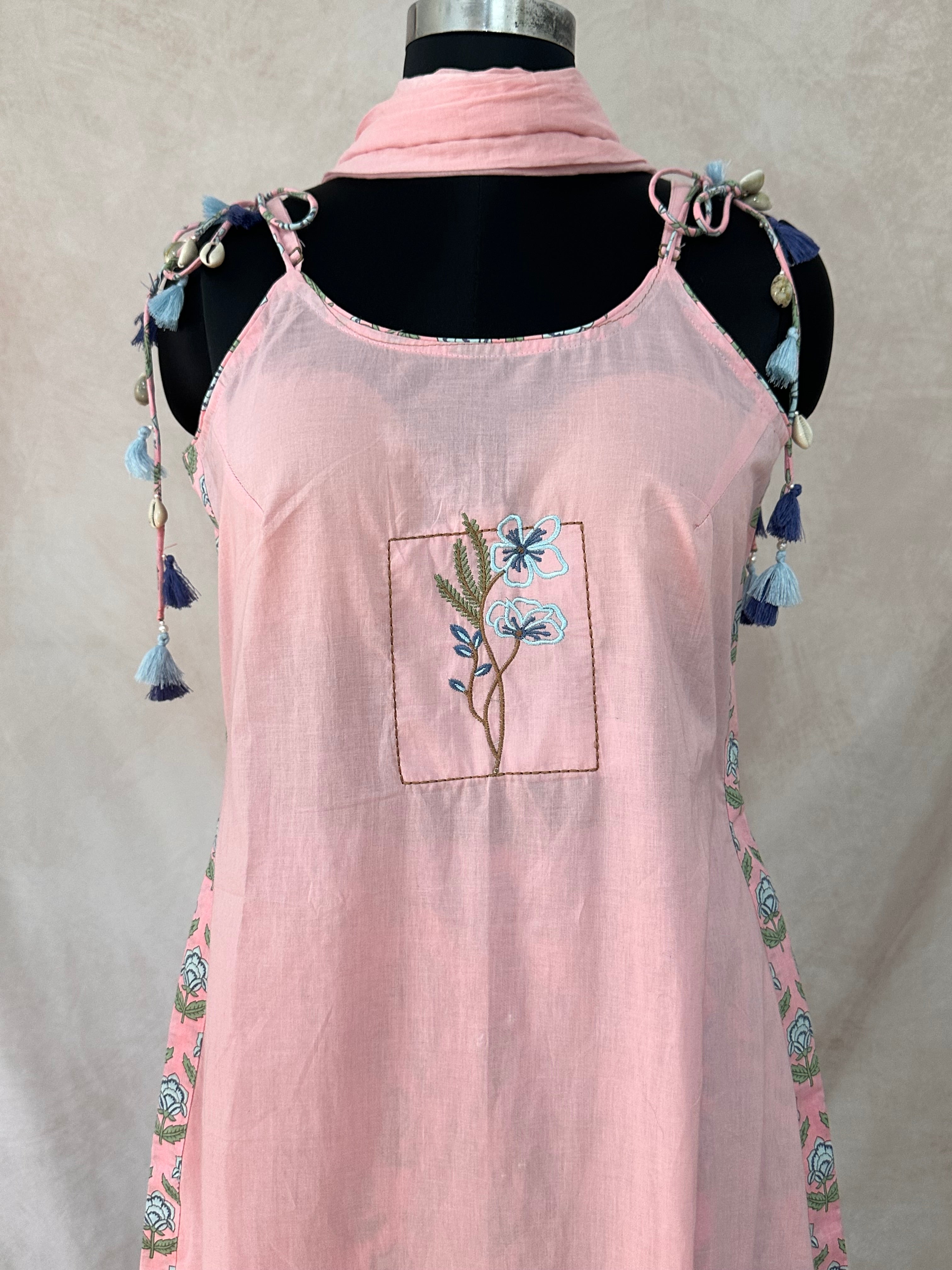 Cotton kurti with bottom and dupatta