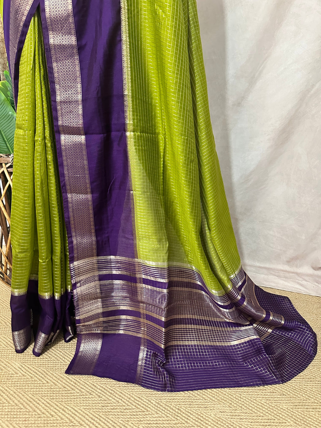 Semi mysore silk saree with stitched blouse