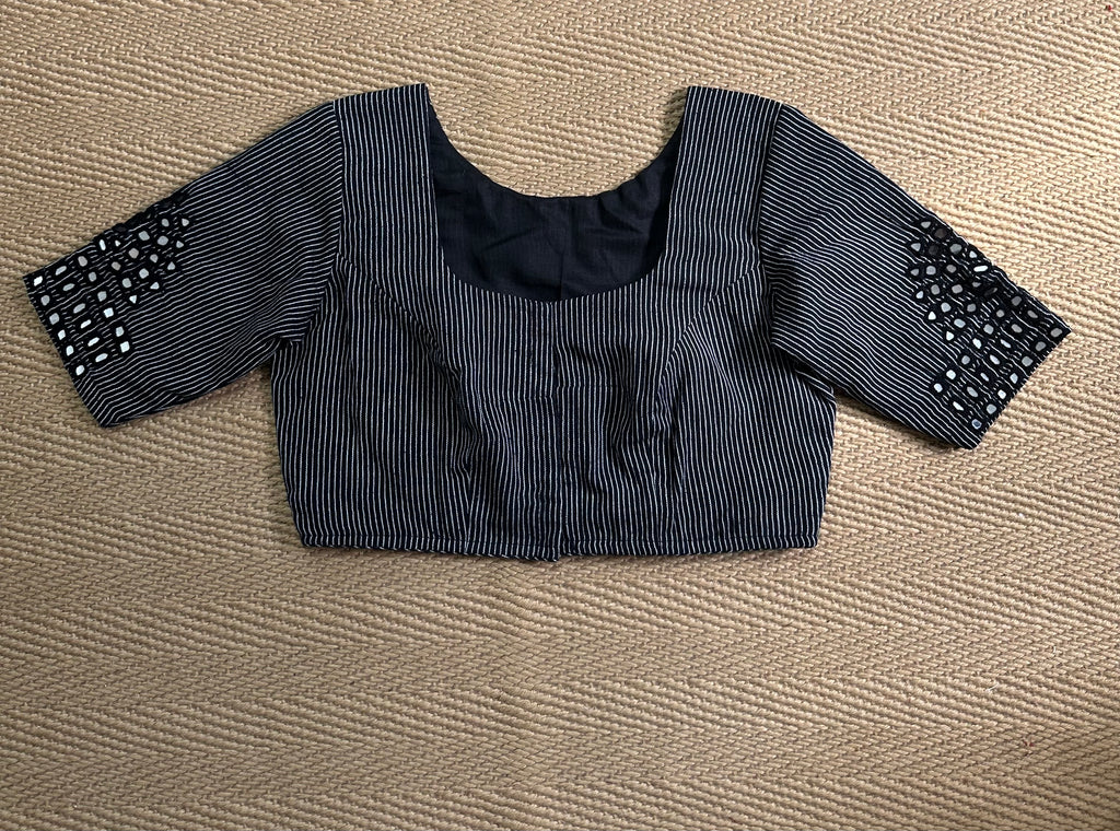 Kala cotton black blouse with mirror work
