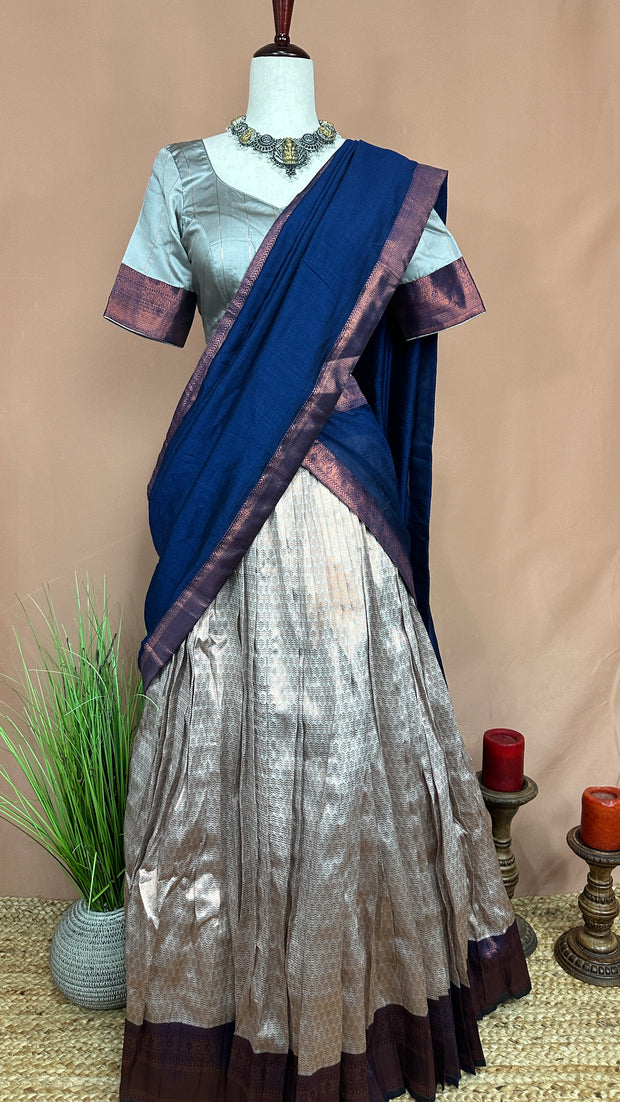 Semi silk brocade dhavani