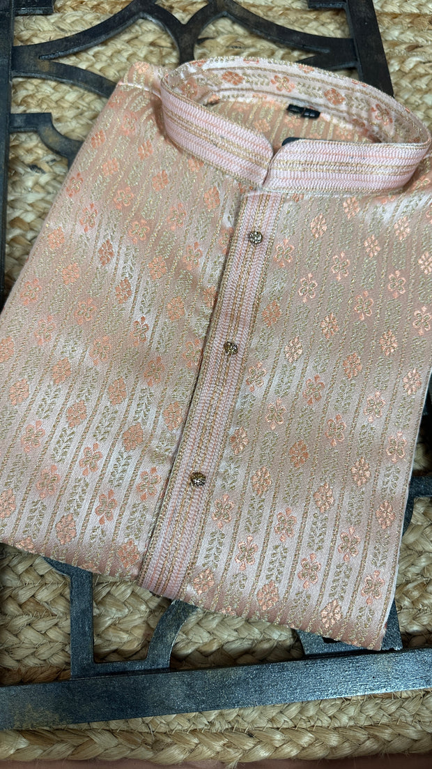 Peach Silk kurta with bottom