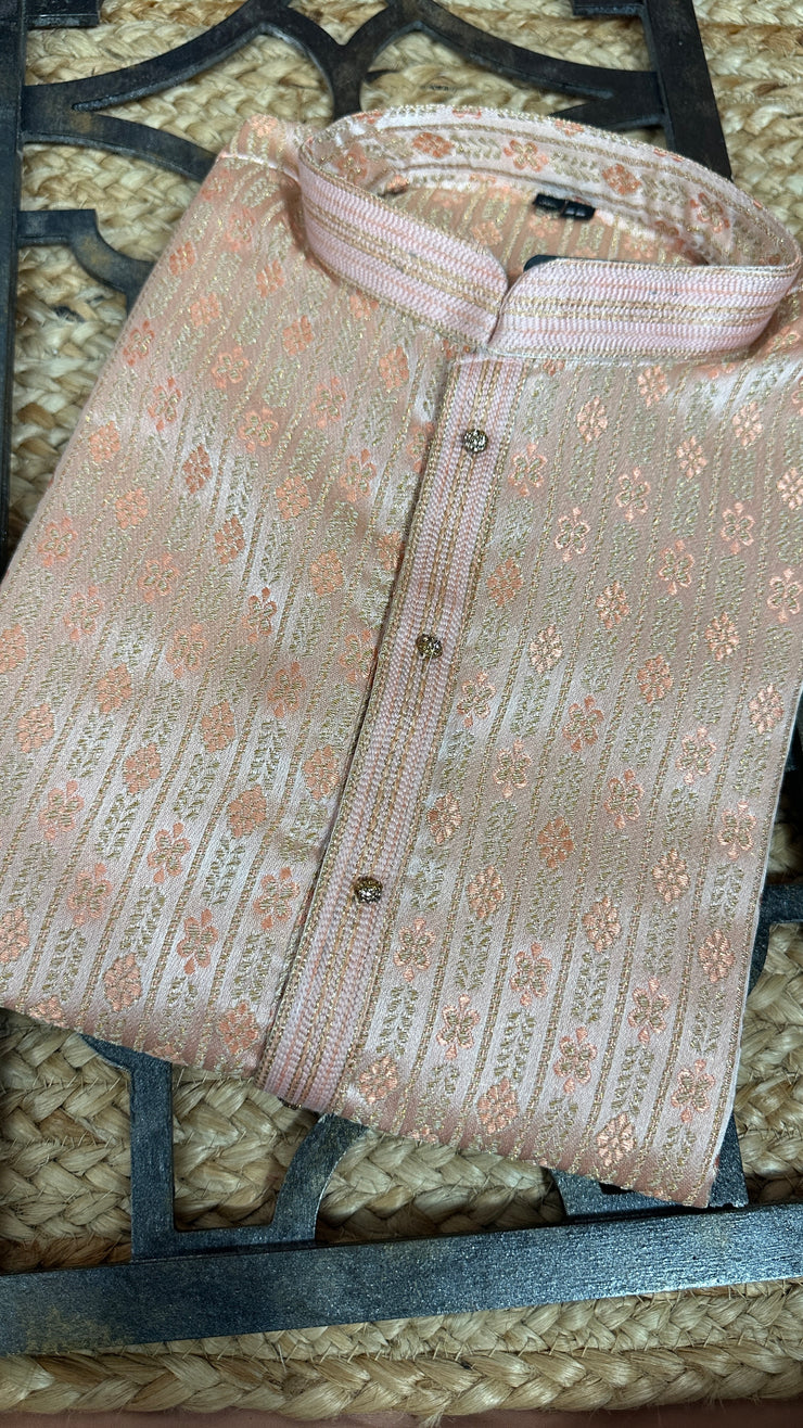 Peach Silk kurta with bottom