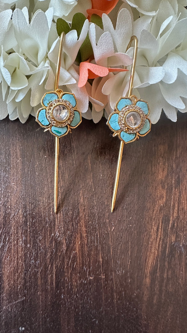 Light blue color Gem stone ear pin/cuff