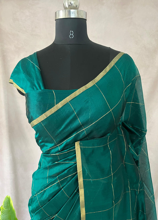 Green Katan Chanderi saree with BP