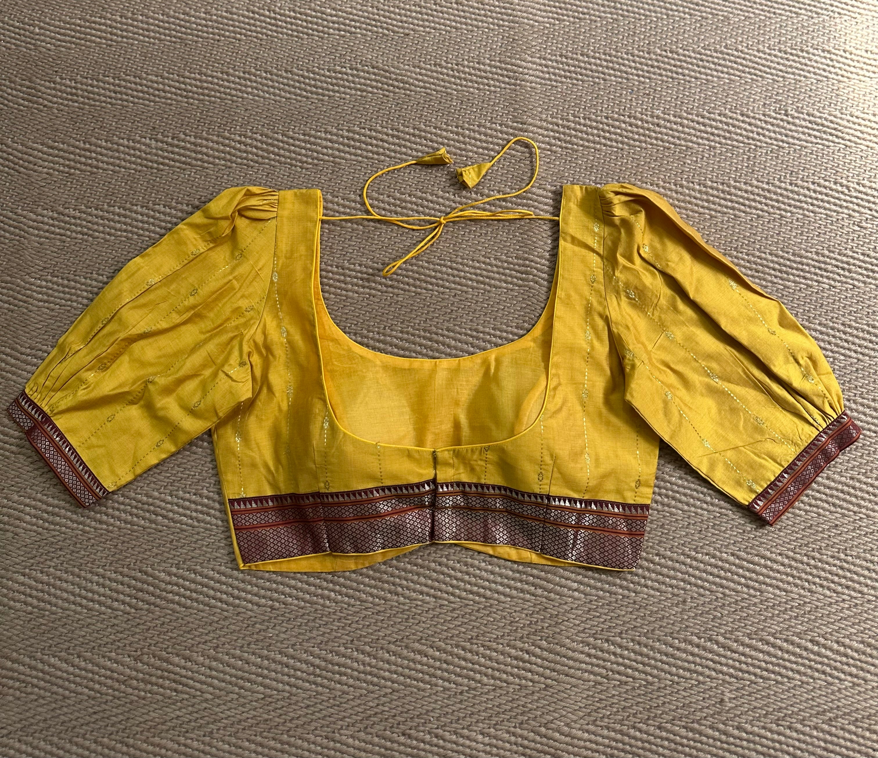 Yellow silk cotton blouse with sleeves