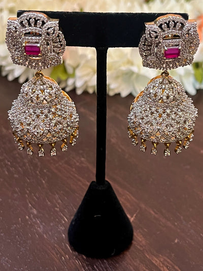AD Jhumka with pink stones
