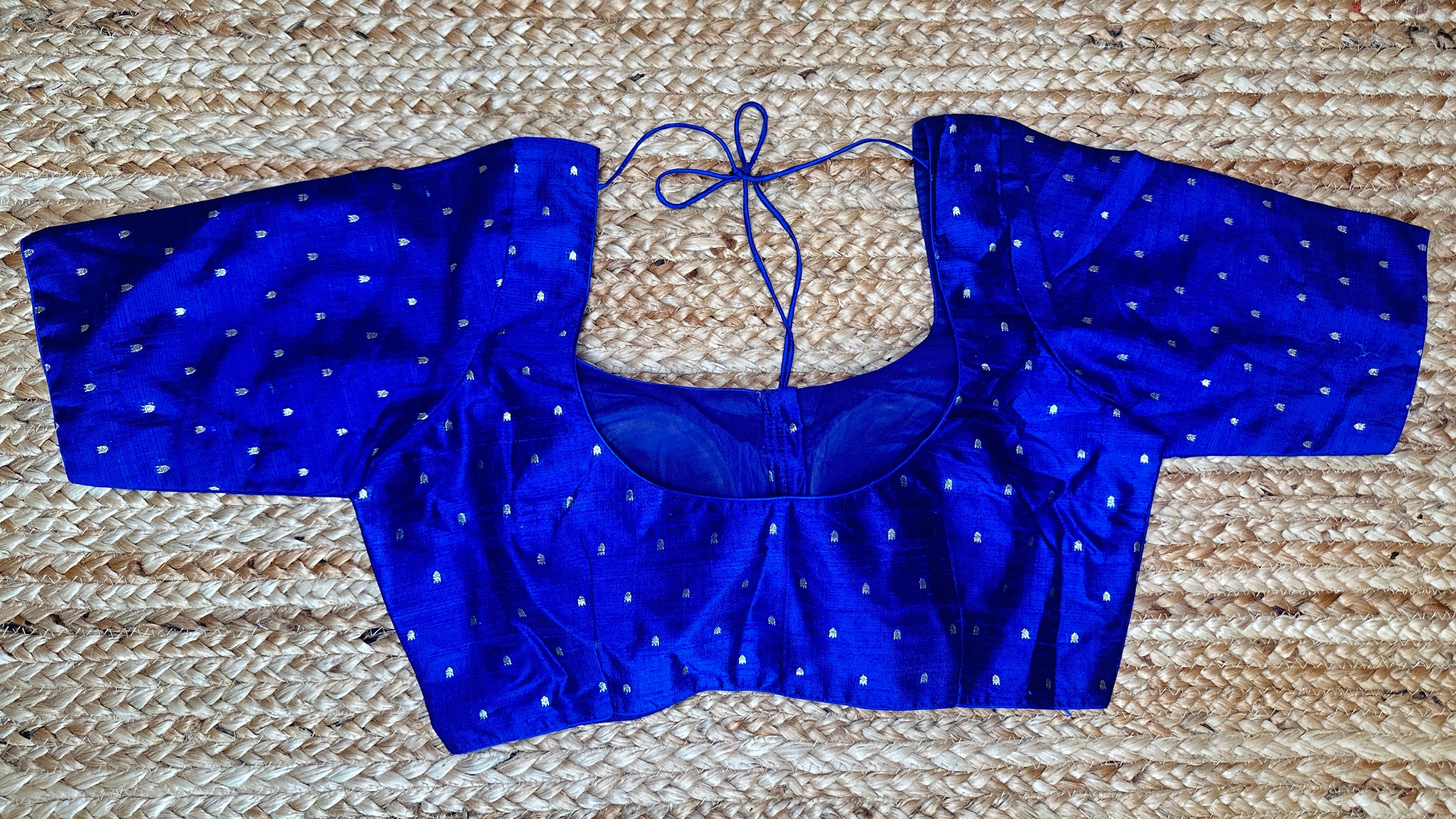 Royal blue silk blouse