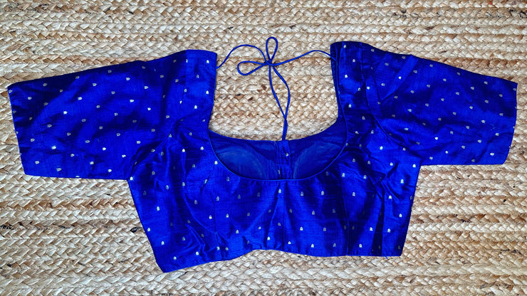 Royal blue silk blouse