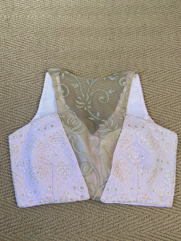 Light pink chikankari designer blouse