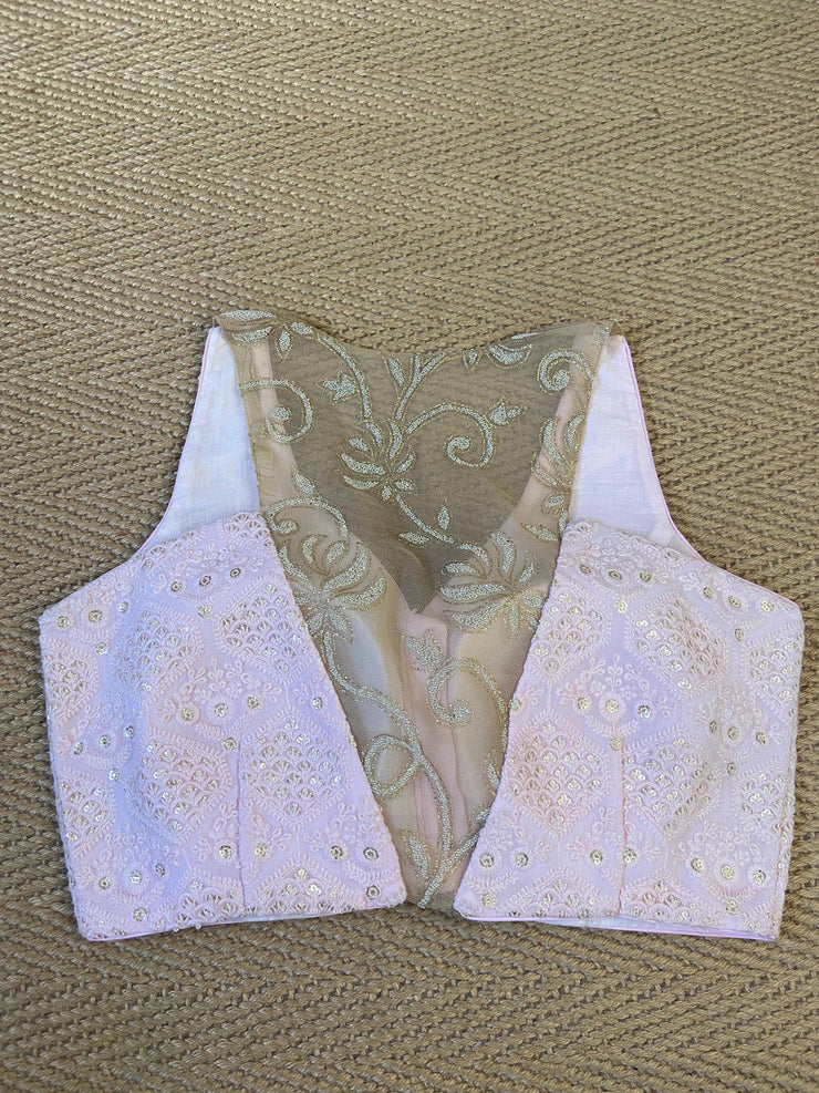 Light pink chikankari designer blouse