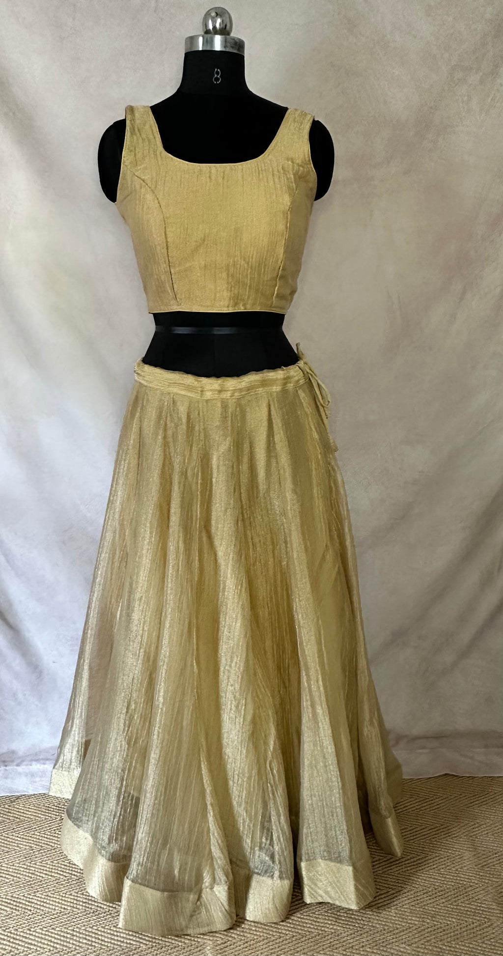 Gold tissue lehanga