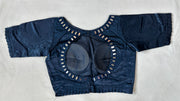 Modal silk Ajrakh blouse with real mirror work