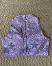 Lilac halter neck blouse with bead work
