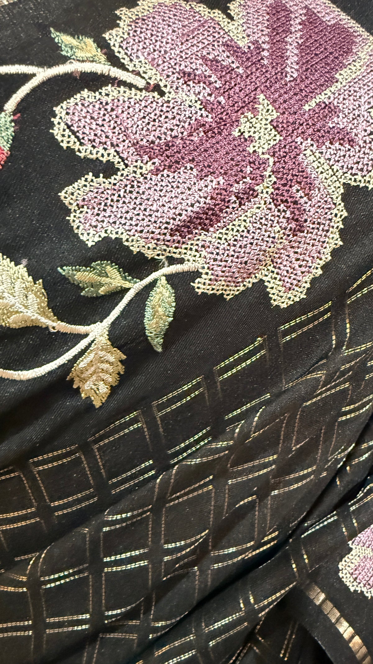 Semi tussar saree with embroidery and stitched blouse
