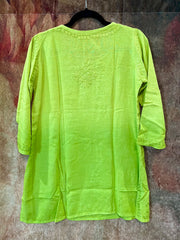 Light Green ombre chikankari short kurti