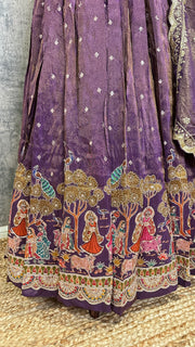 Purple tissue lehanga