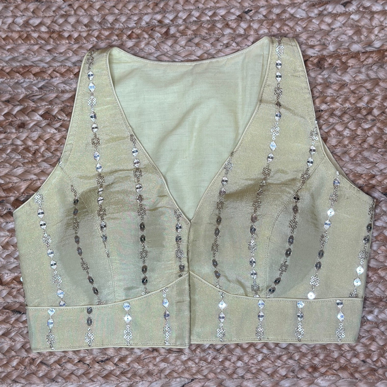 Yellow silk sleeveless blouse