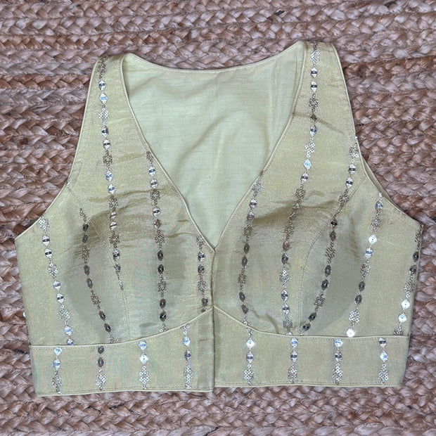 Yellow silk sleeveless blouse