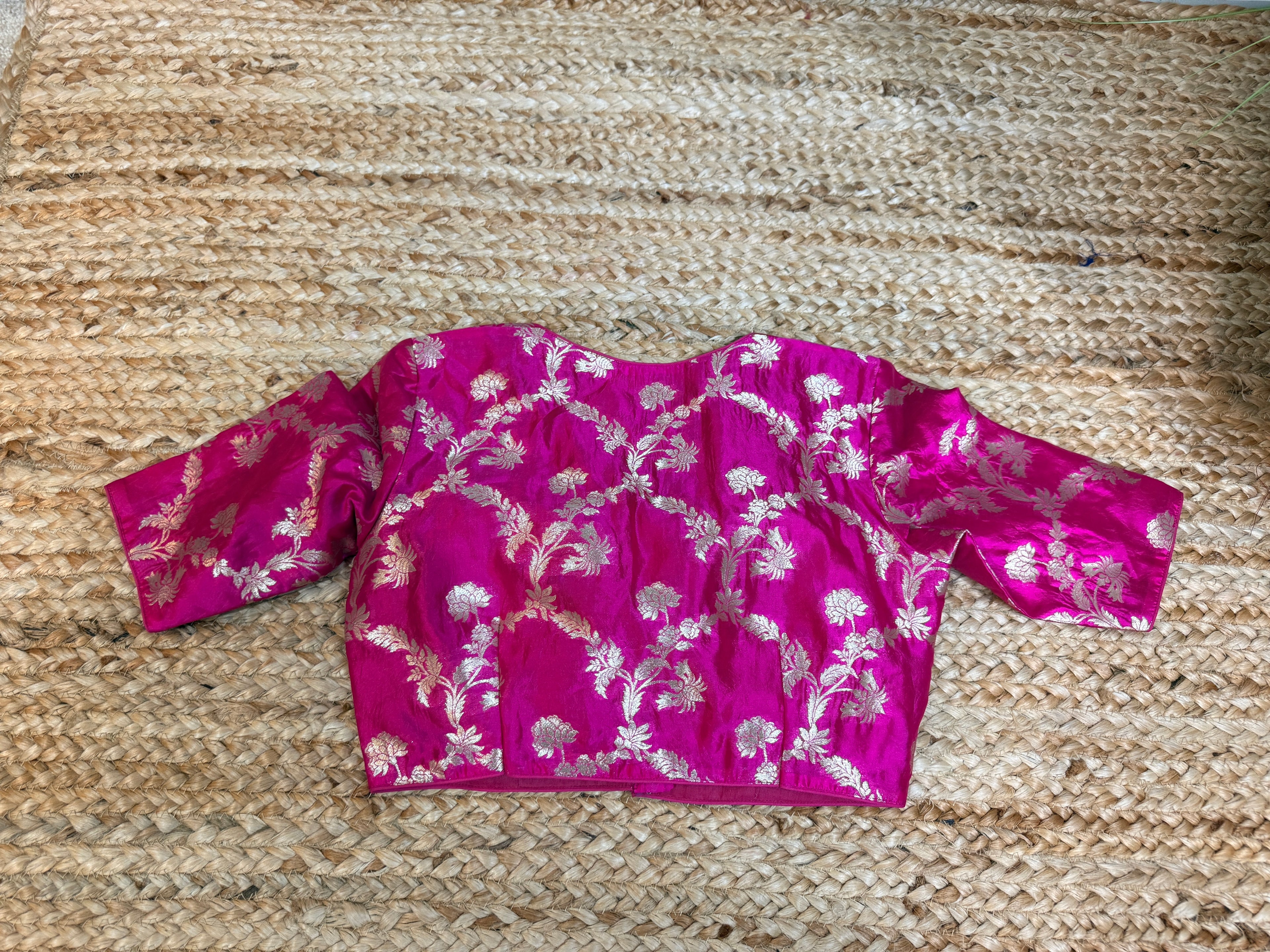 Pink banarsi brocade silk blouse