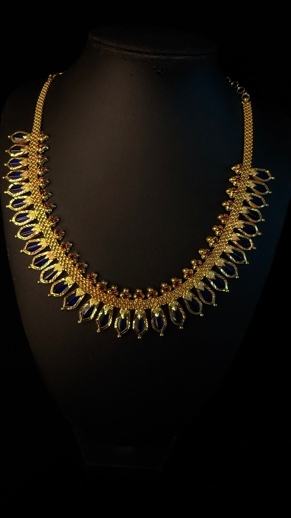 1gm gold platedNagapadam with blue stone and JHumka