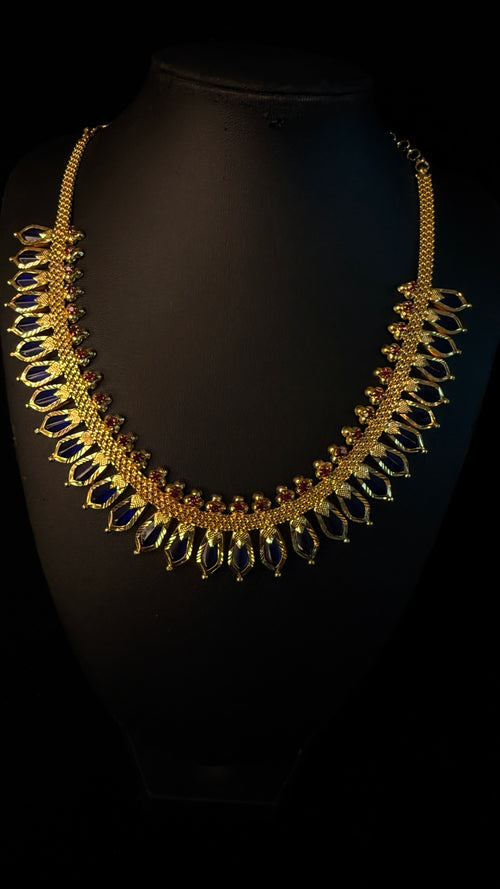 1gm gold platedNagapadam with blue stone and JHumka