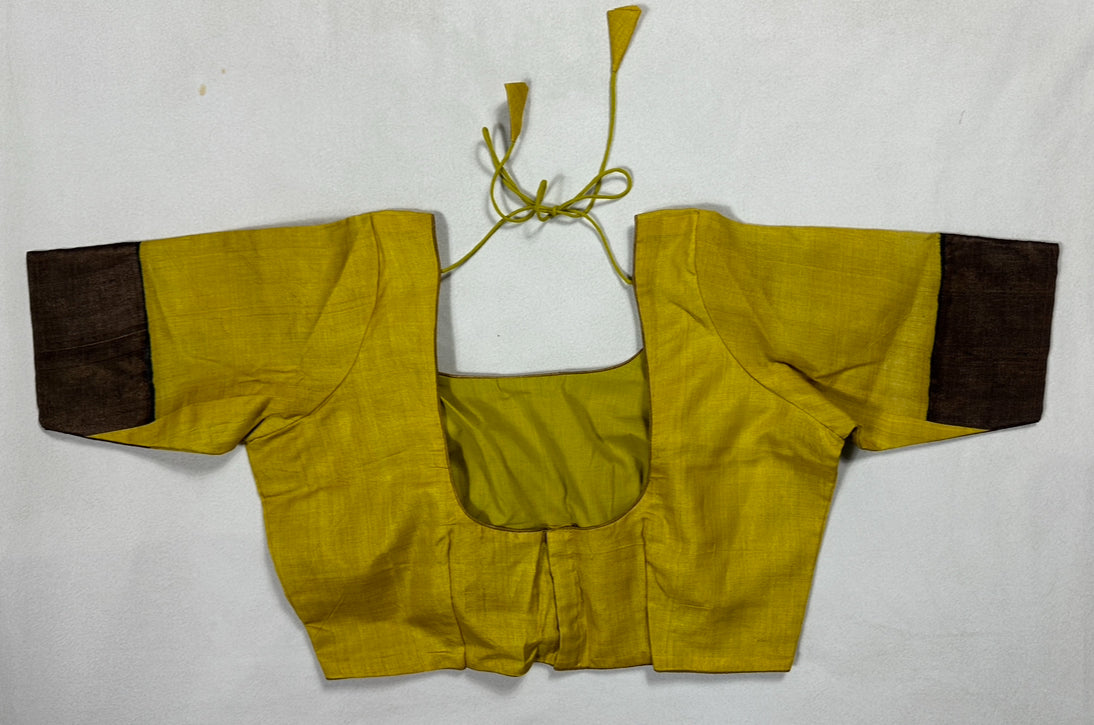 Greenish yellow tussar silk blouse