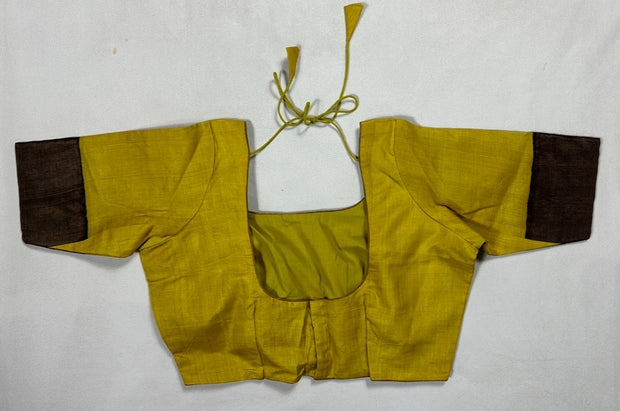Greenish yellow tussar silk blouse