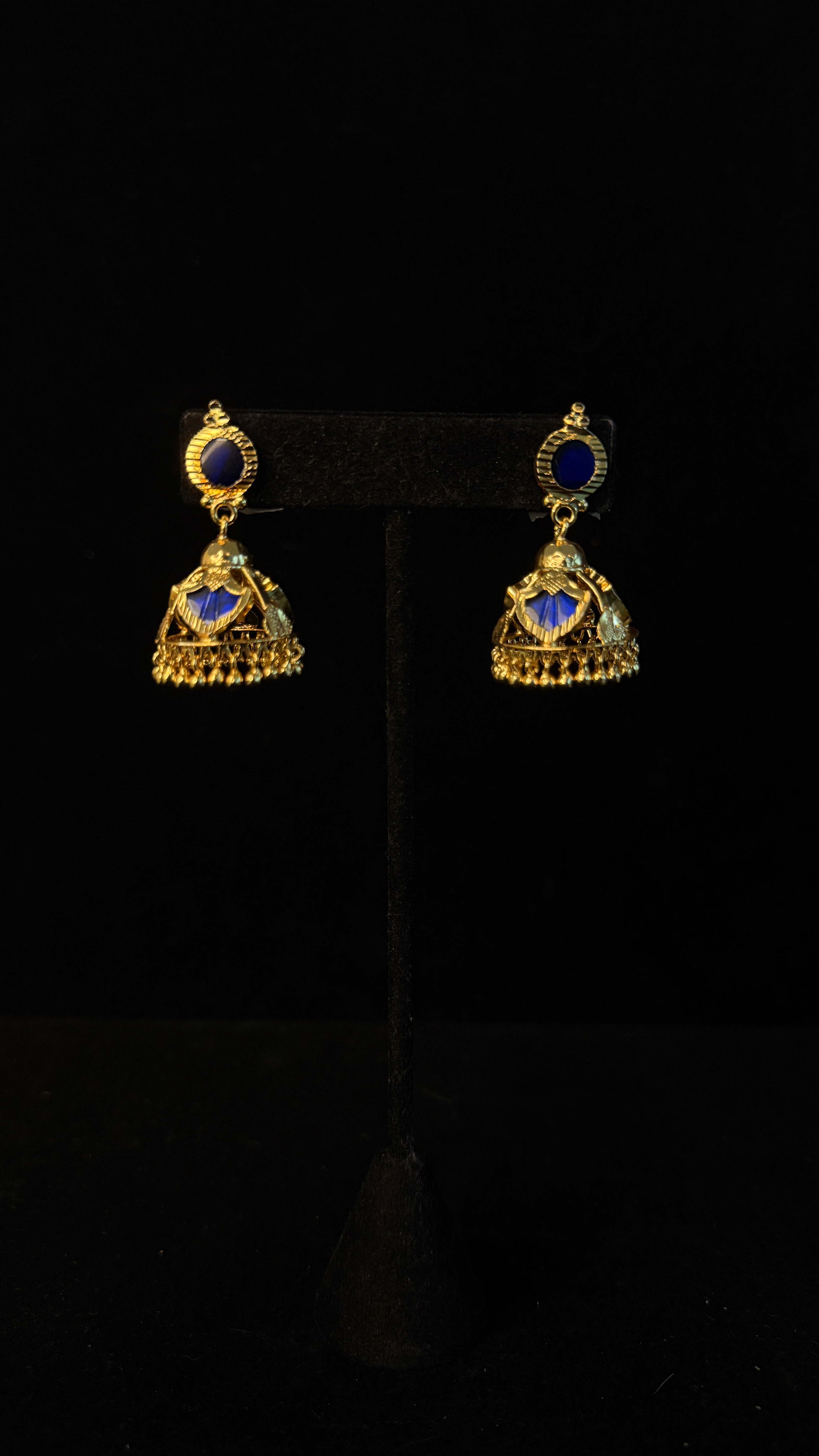 1gm gold platedNagapadam with blue stone and JHumka