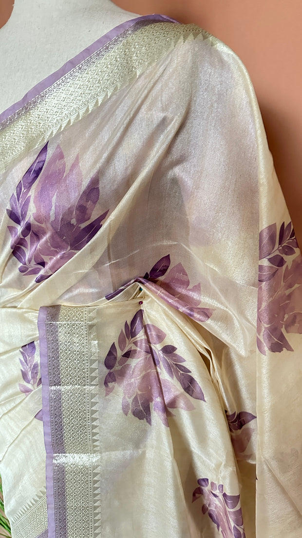 Soft semi tussar saree with digital print, stitched blouse