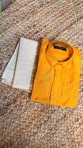 Boys Cotton silk yellow shirt with Velcro mundu