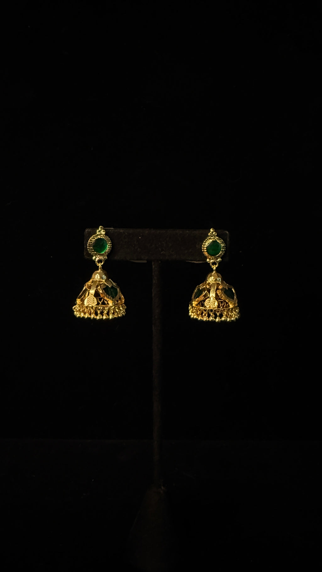1gm gold plated Palakka pendent with jhumka
