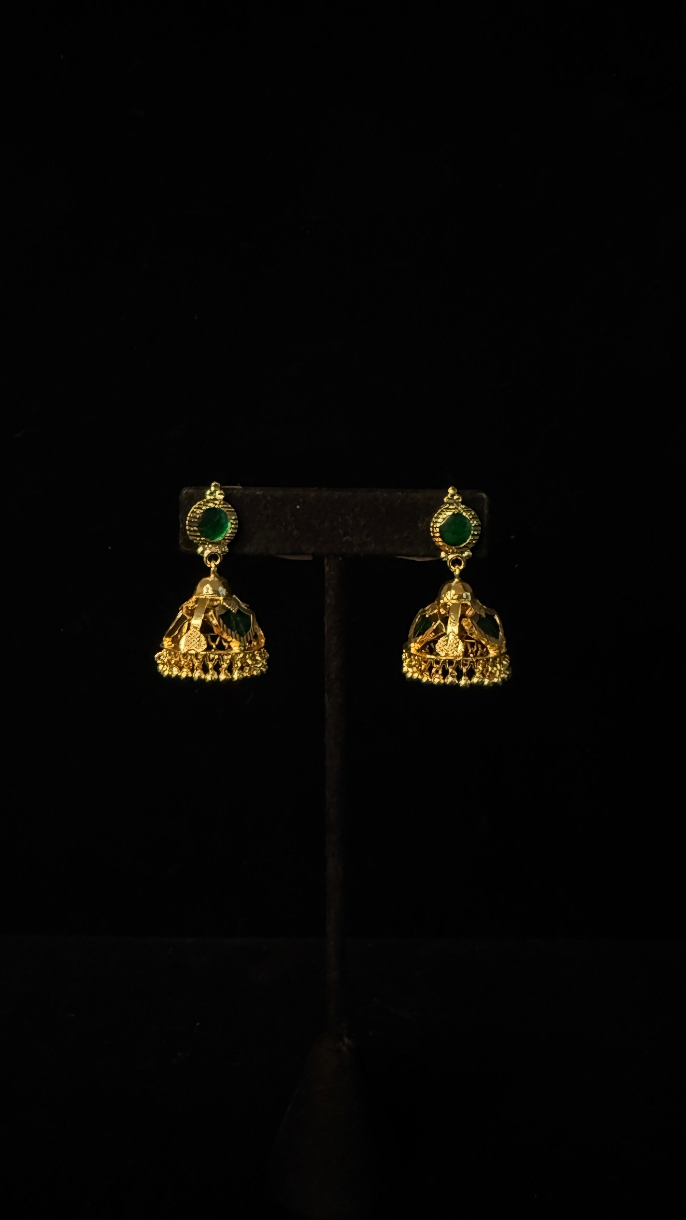 1gm gold plated Palakka pendent with jhumka