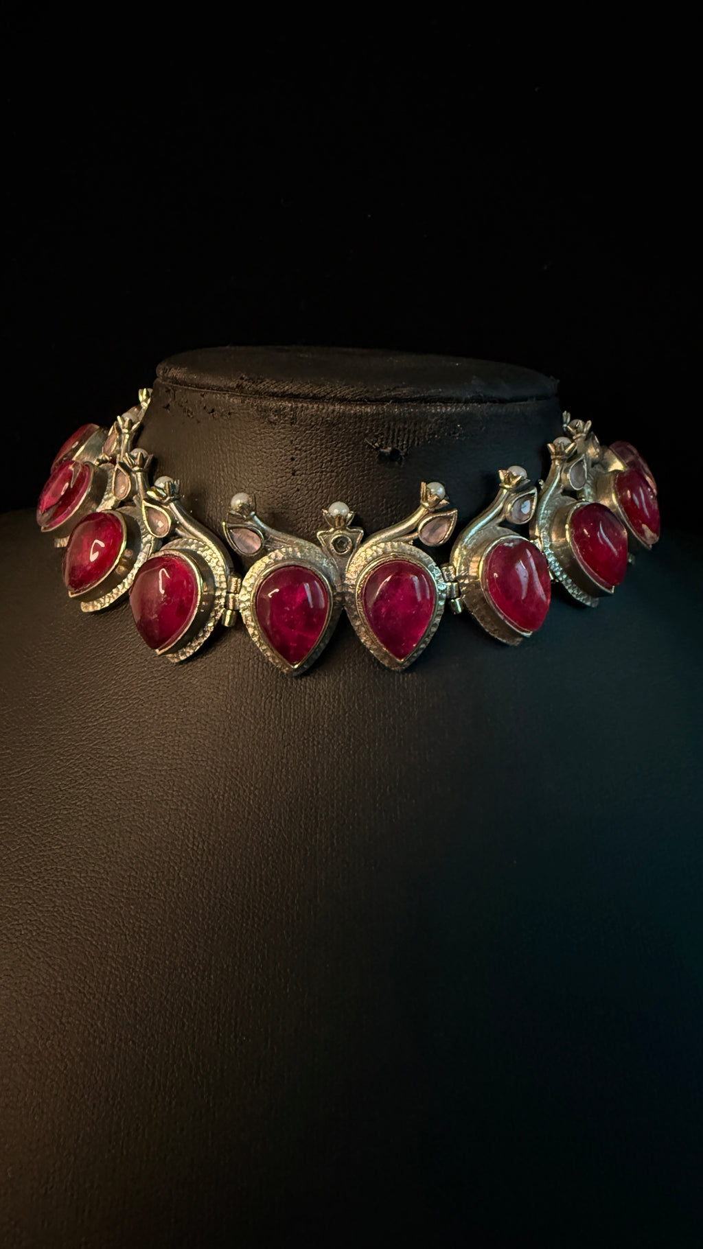 Choker with Pink stone and earring