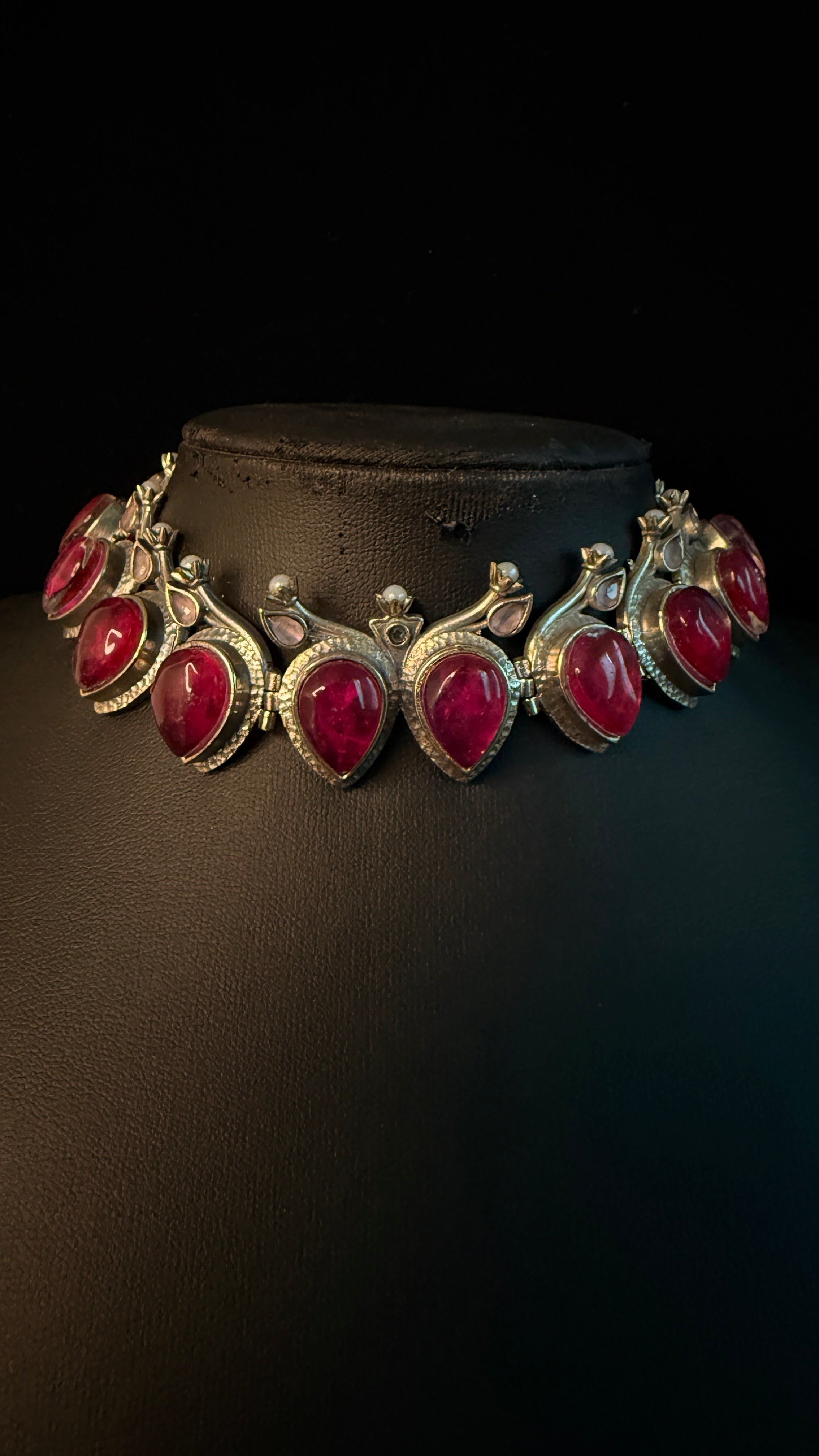 Choker with Pink stone and earring