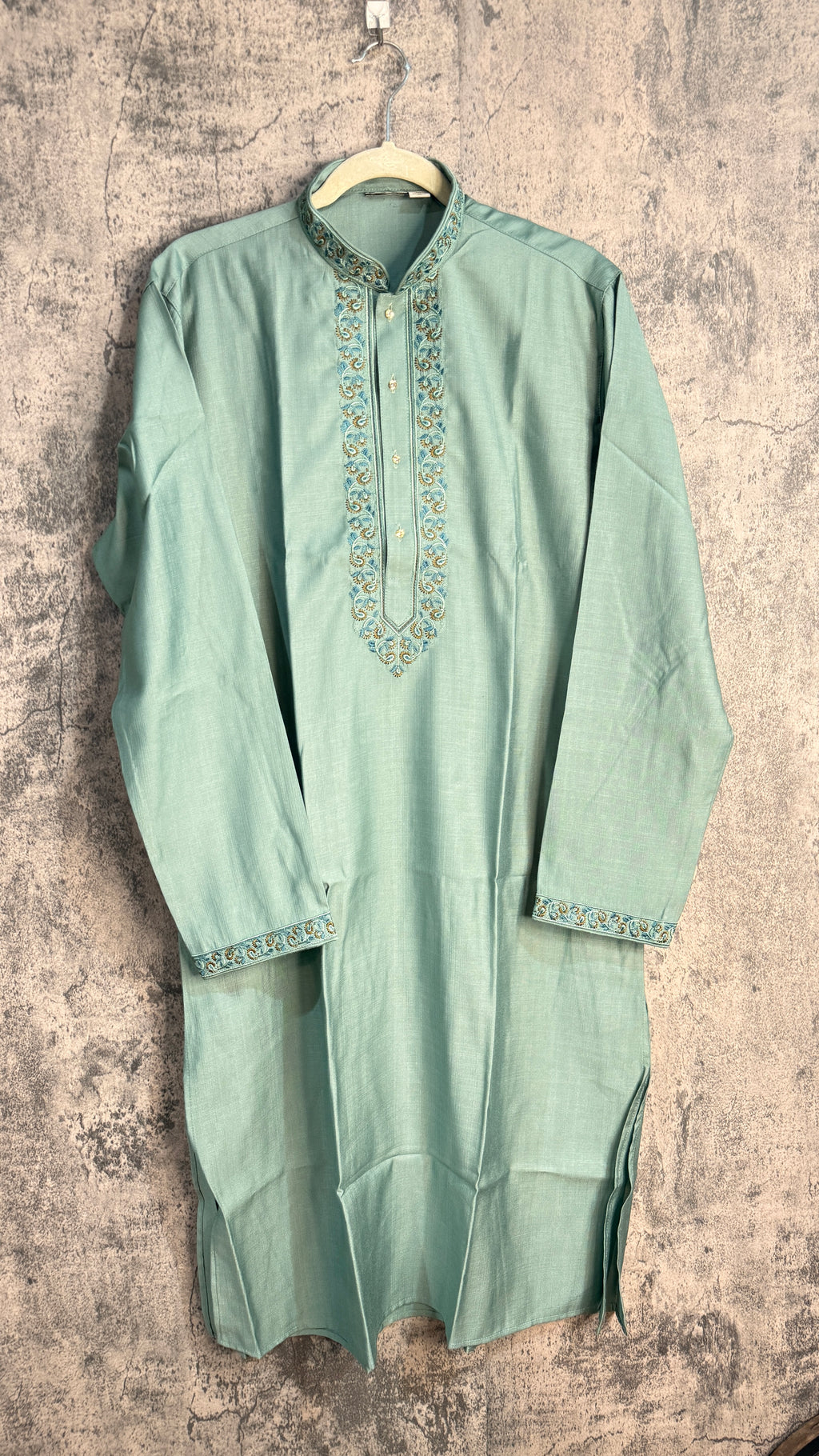 LIght teal green silk kurta