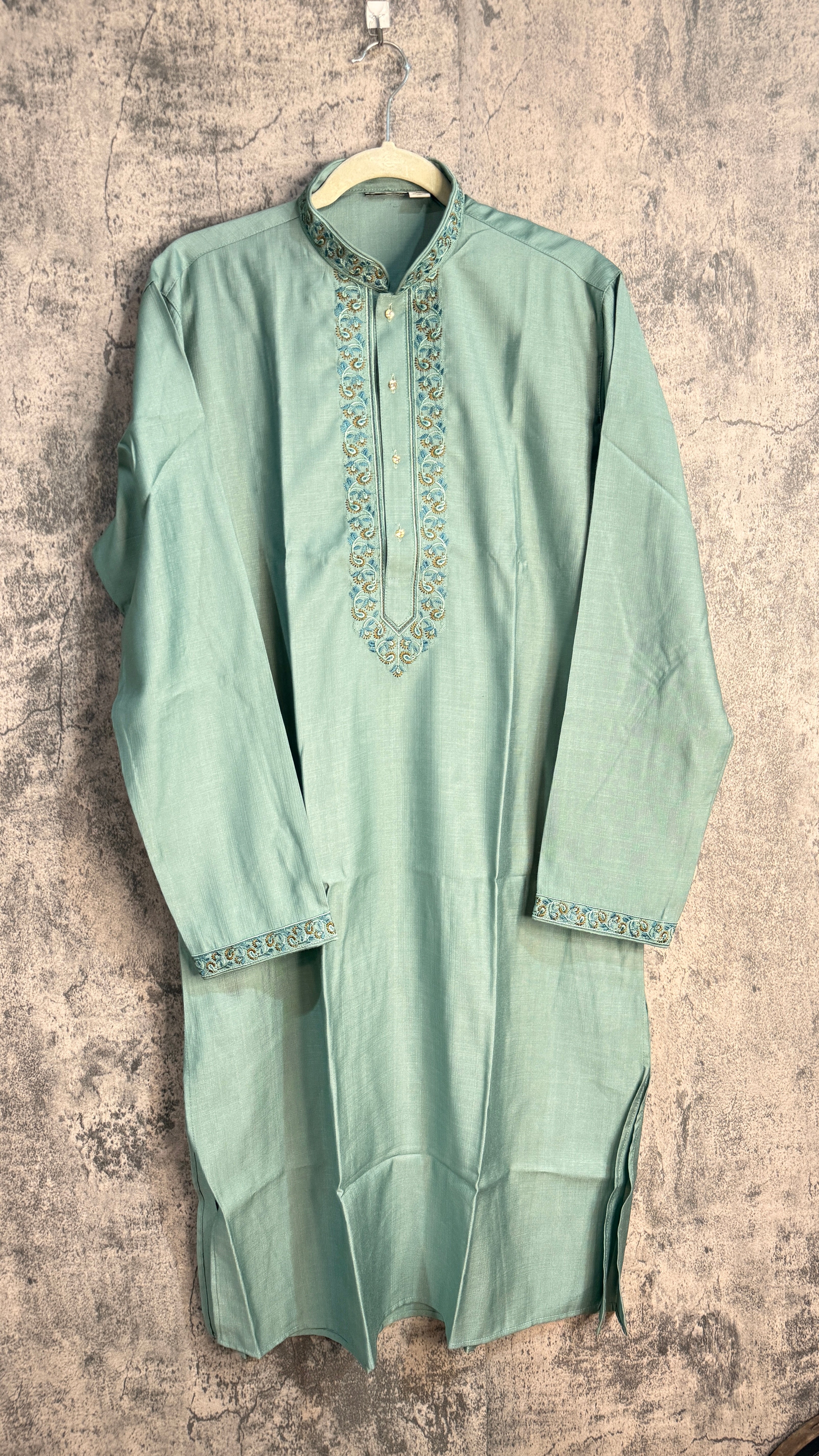 LIght teal green silk kurta