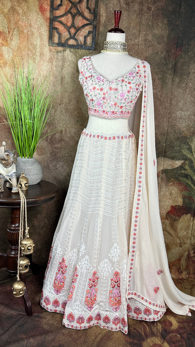 Beige lehanga with embroidery