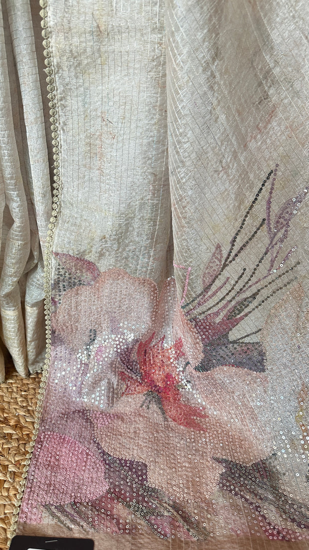 Off white Sequins designer saree, with BP